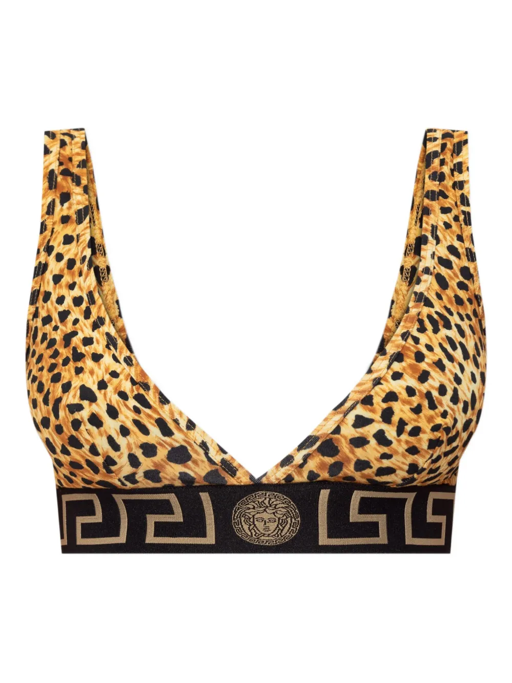 Versace leopard-print logo-band bra - イエロー Versace leopard-print logo-band bra - イエロー