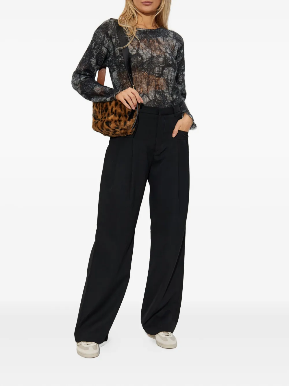R13 Pleated Wool Trousers In Black