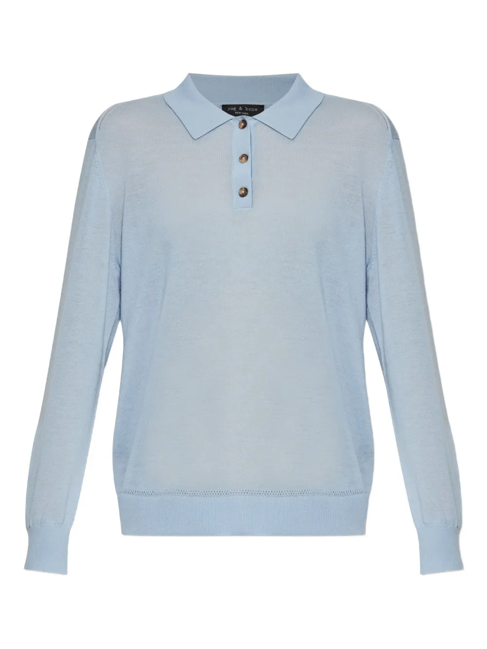 rag & bone buttoned polo top | Blue | Image 1