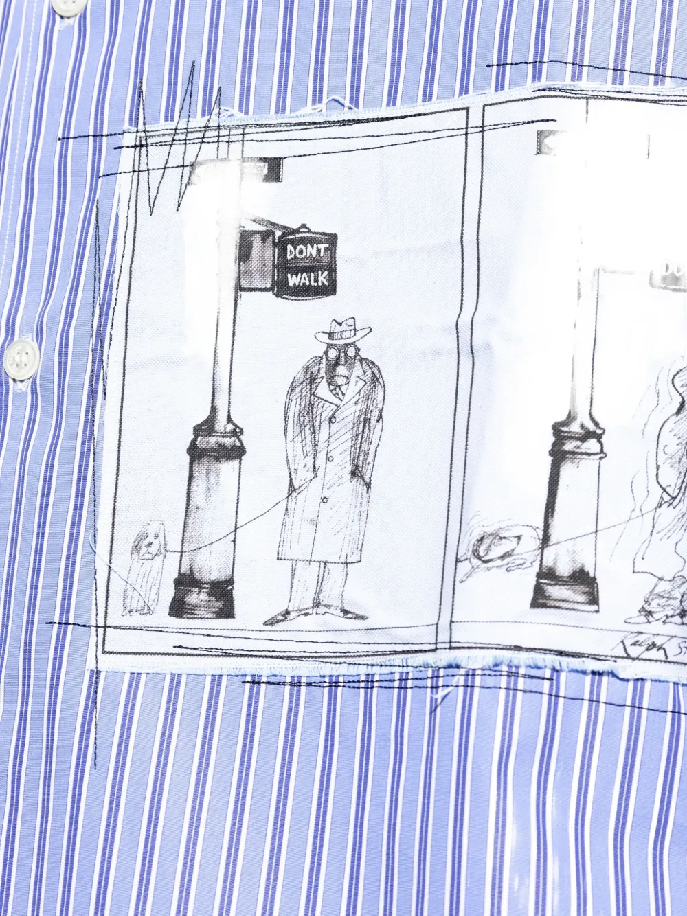 Comme des Garçons Homme Plus Gestreept T-shirt met grafisch print Blauw