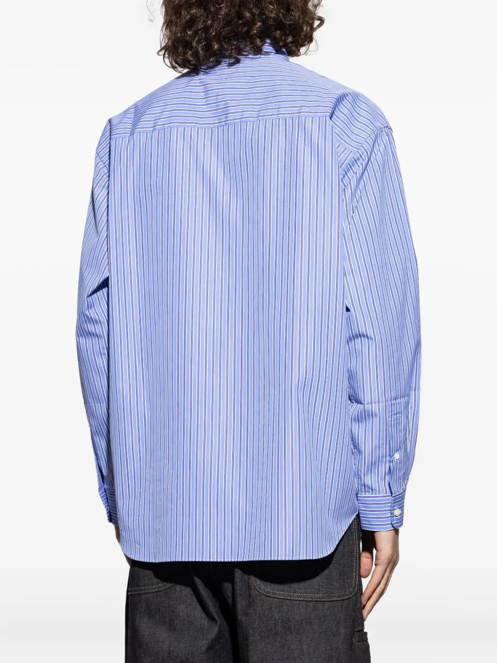 Comme des Garçons Homme Plus Gestreept T-shirt met grafisch print Blauw