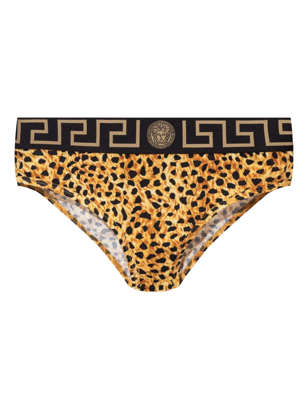 Versace Cheetah-print Briefs In Yellow
