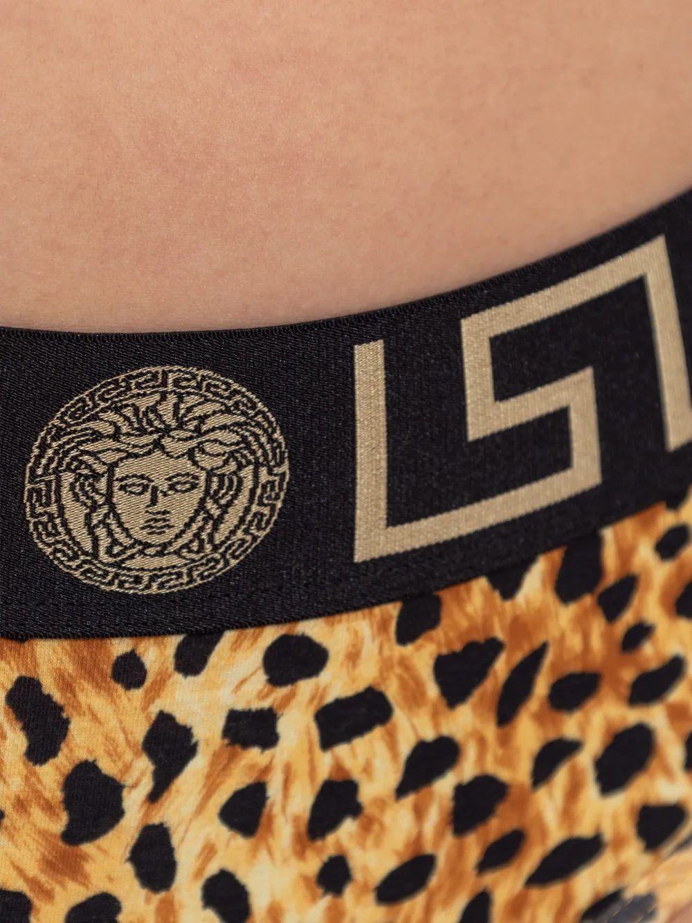 Versace Cheetah-print Briefs In Yellow