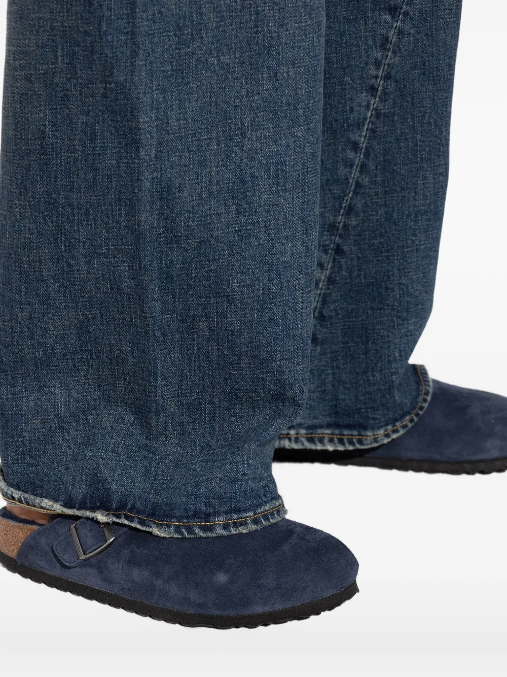 Birkenstock Boston Shearling Suede Sandals In Blue