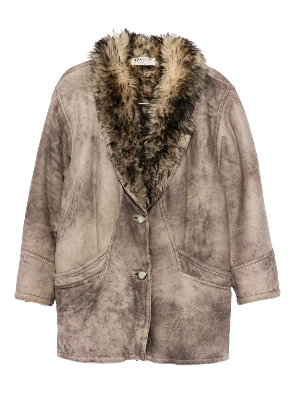 A.N.G.E.L.O. Vintage Cult Cappotto con collo in pelliccia sintetica 1980 - Toni neutri
