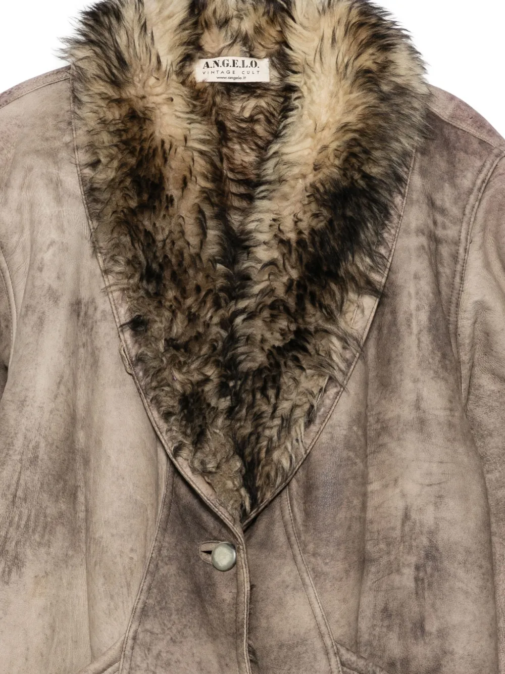 Pre-owned A.n.g.e.l.o. Vintage Cult 1980s Faux-fur Collar Coat In Neutral