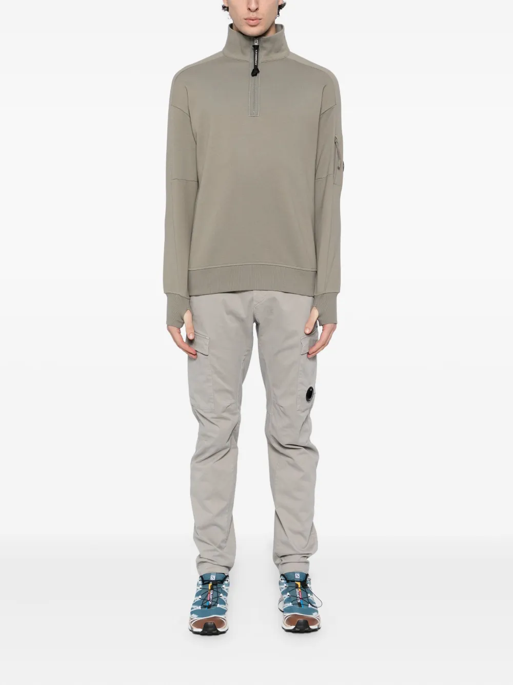C.P. Company Sweater met halve rits - Grijs