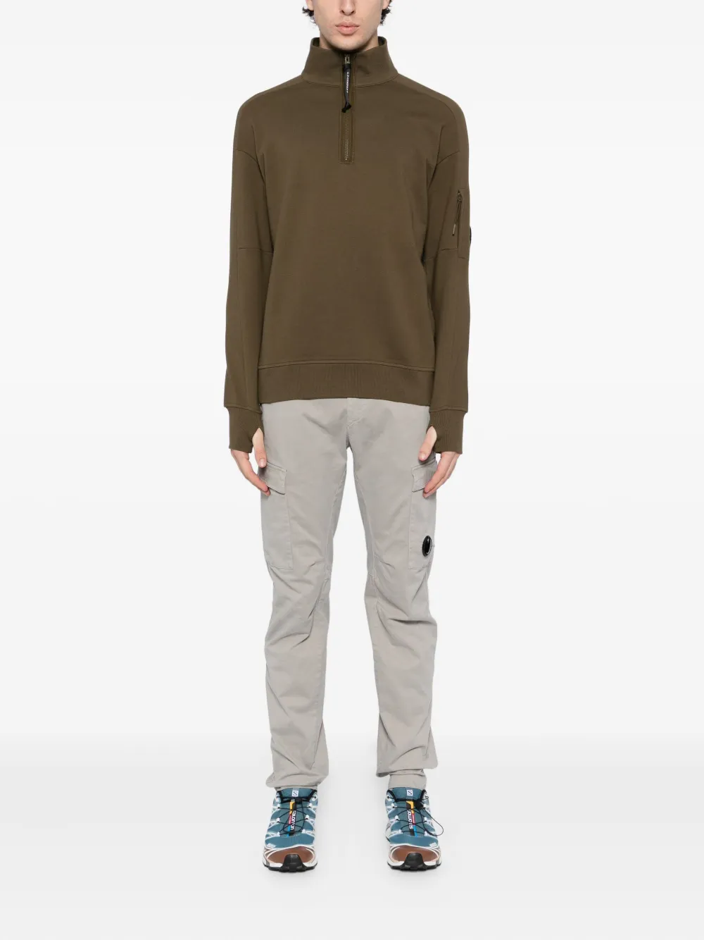 C.P. Company Sweater met logoplakkaat - Bruin