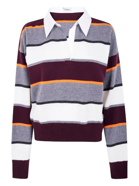 MRZ playera tipo polo con rayas estampadas