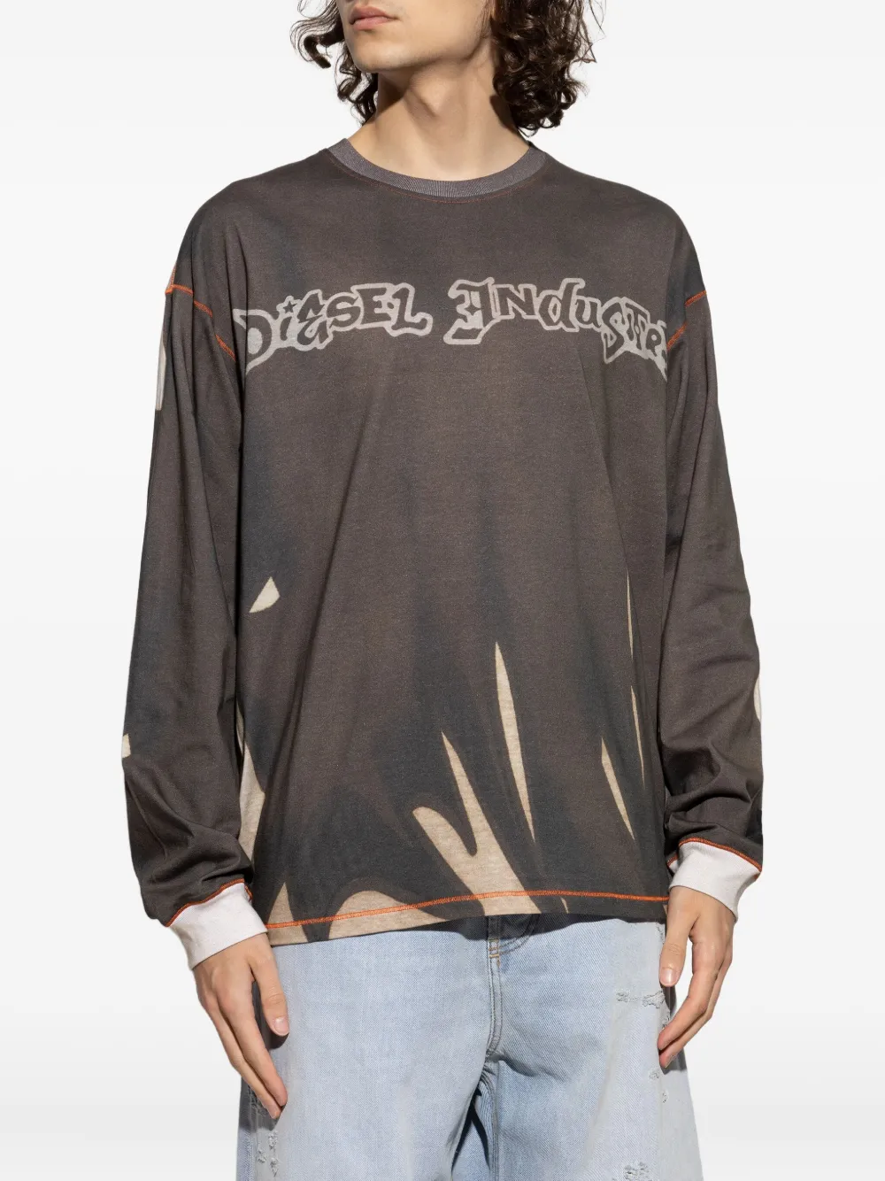 Diesel T-shirt met lange mouwen Bruin