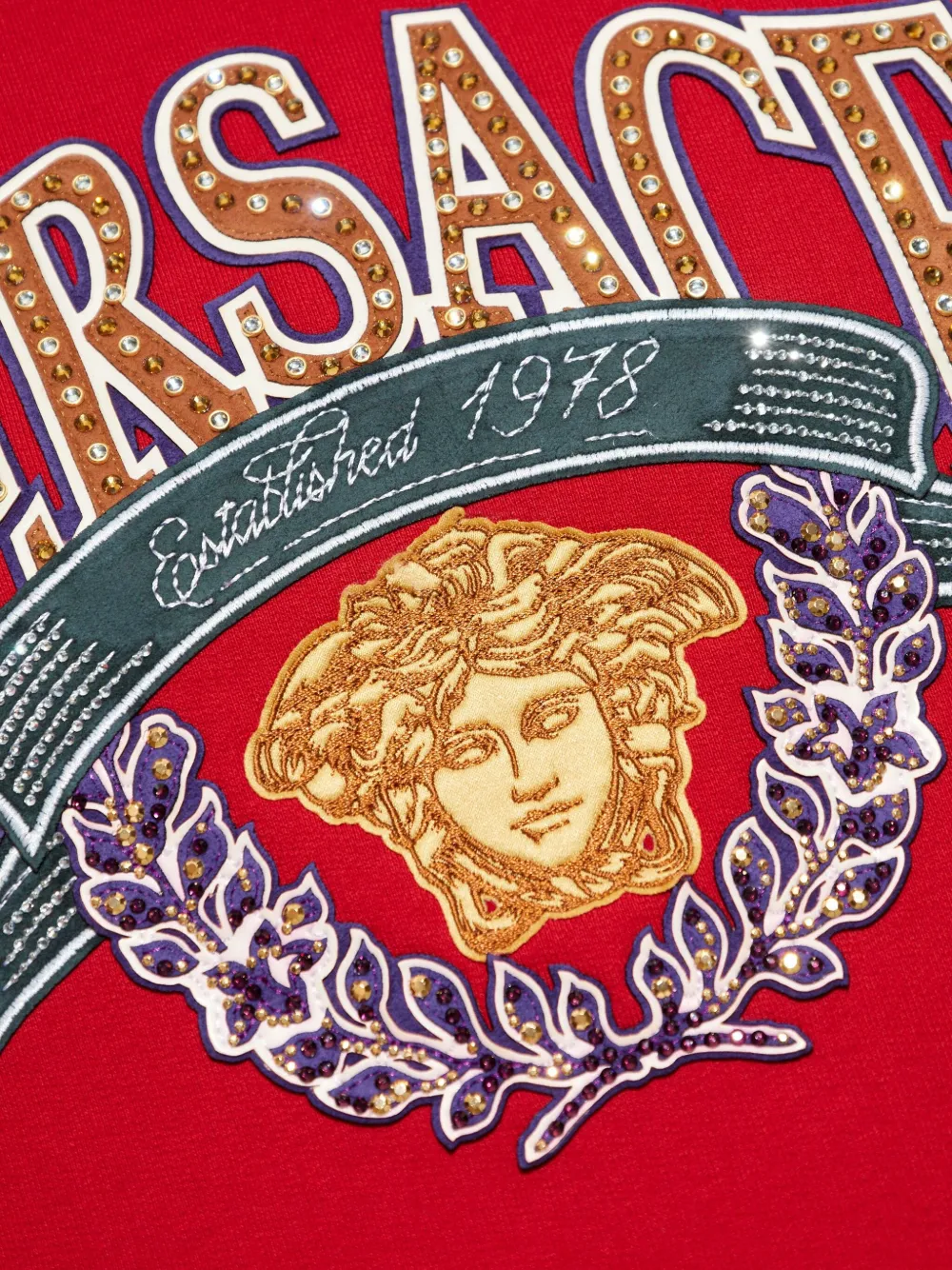 Versace Medusa-appliqué Sweatshirt In Red