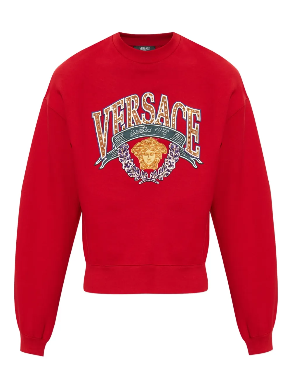 Versace Medusa-appliqué Sweatshirt In Red