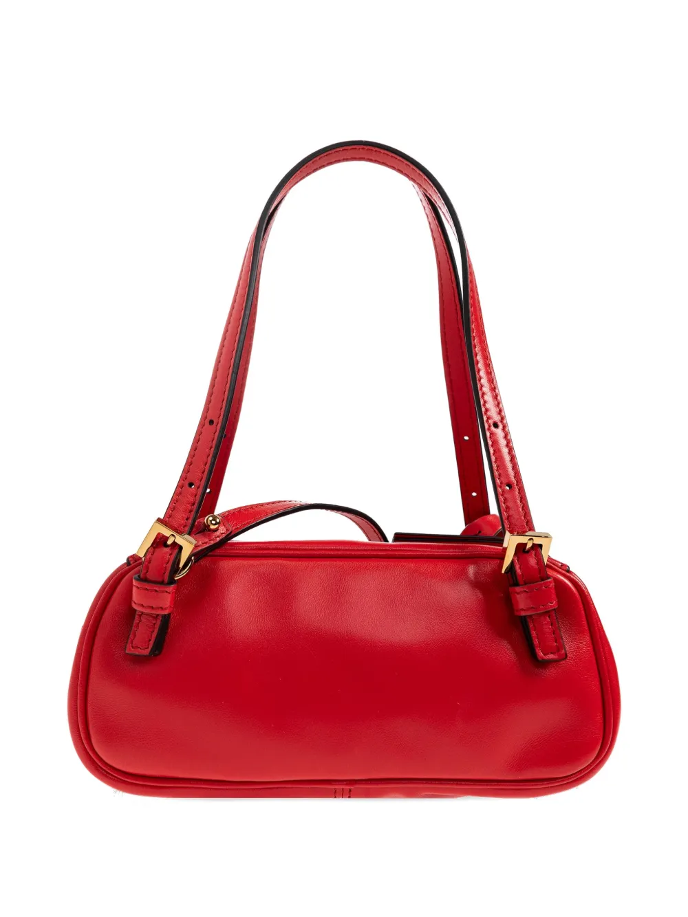 Versace Mini Tag Bowling Shoulder Bag In Red