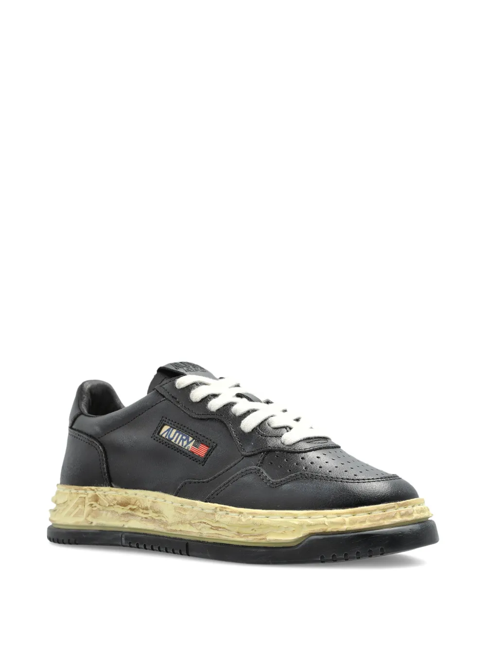 Autry leather distressed-sole sneakers Black