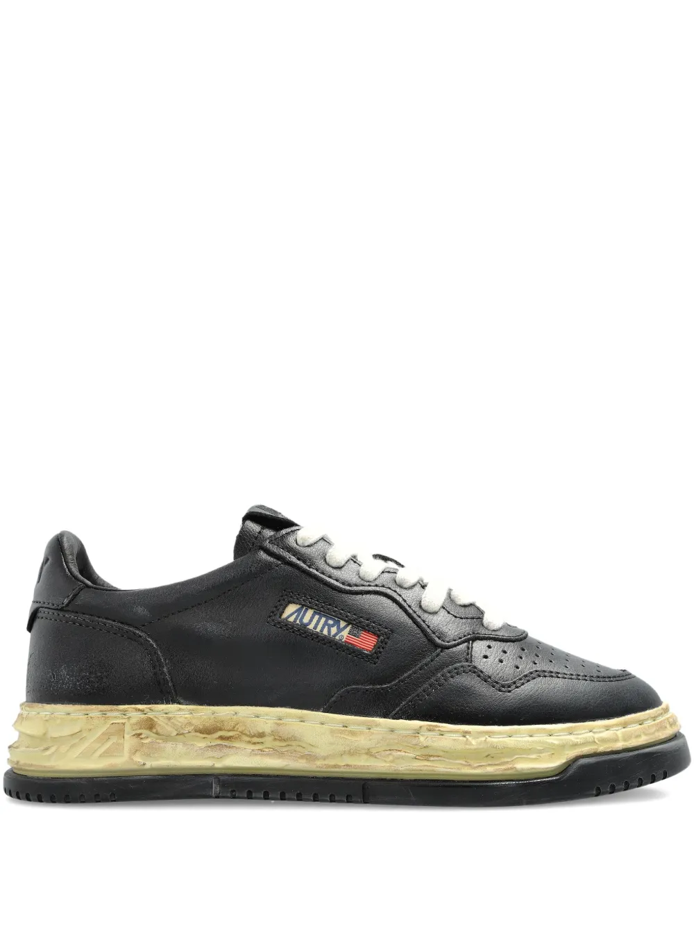 Autry leather distressed-sole sneakers Black
