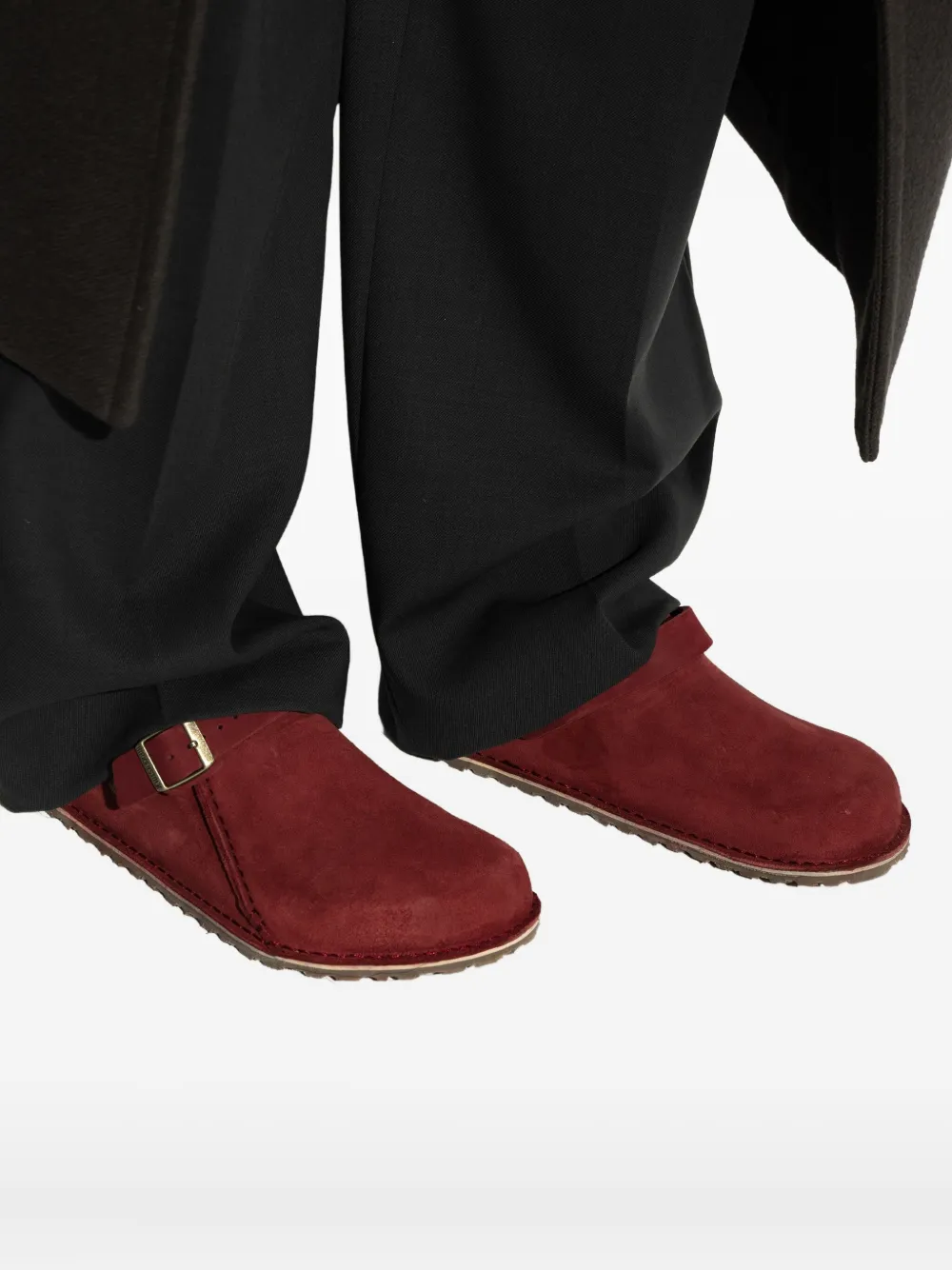 Birkenstock Lutry Premium Suede Mules In Red