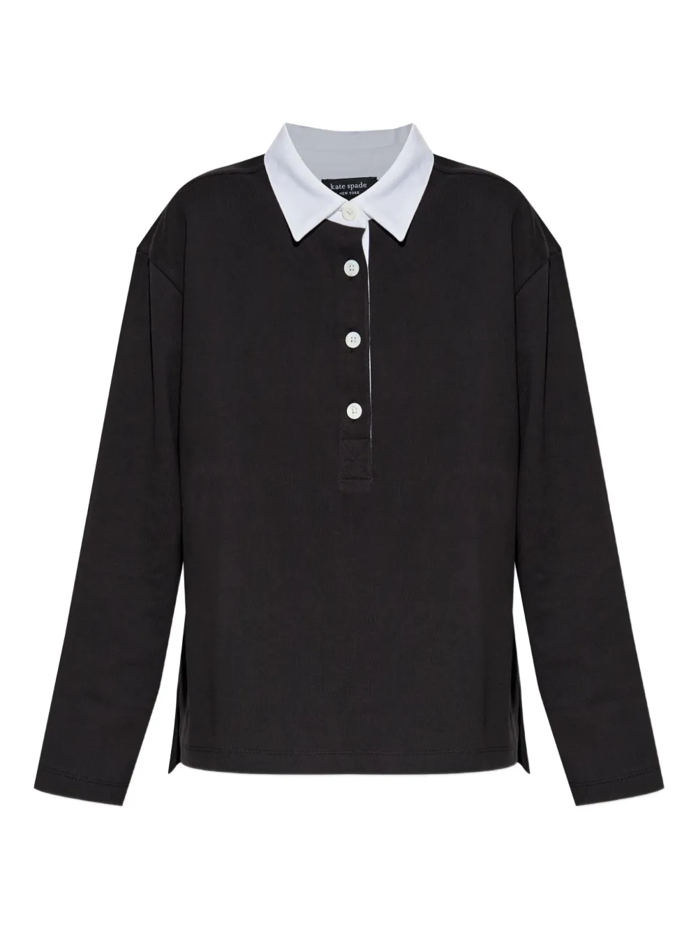 Kate Spade long-sleeve button rugby polo shirt | أسود | Image 1