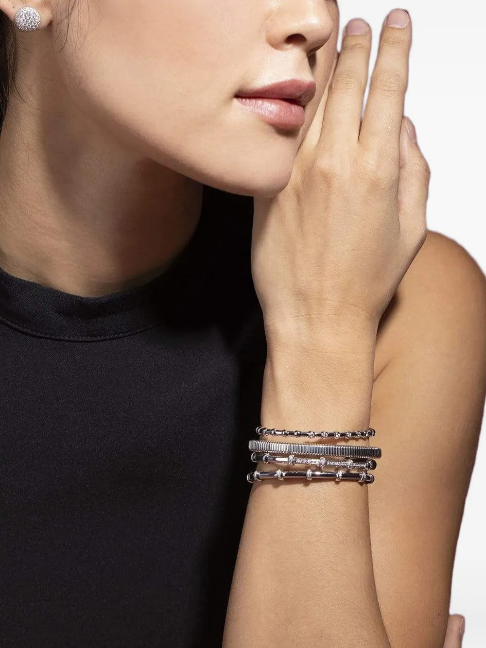 Sidney Garber 18k White Gold Carly Diamond Bracelet In Metallic