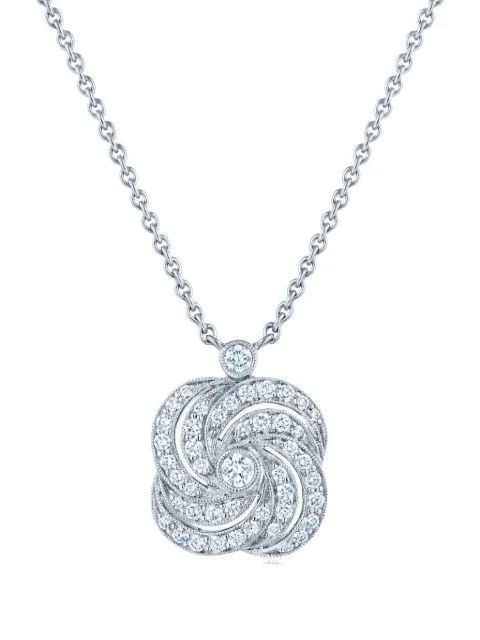 KWIAT 18K white gold Splendor Clover Swirl diamond pendant necklace