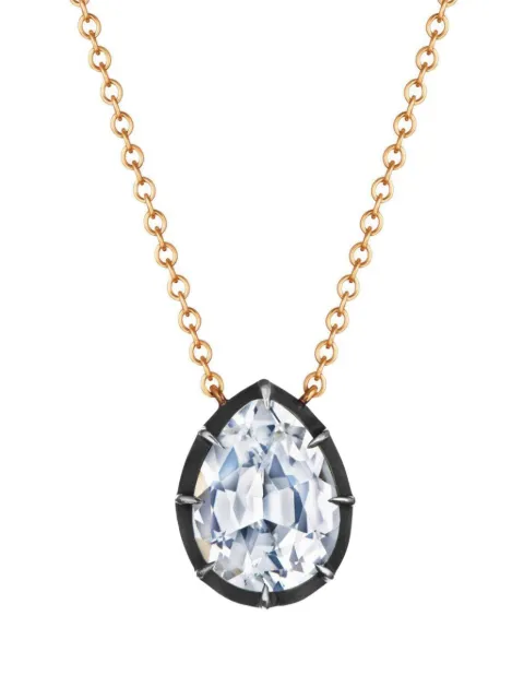 FRED LEIGHTON 18kt yellow gold Collet Solitaire Topaz necklace