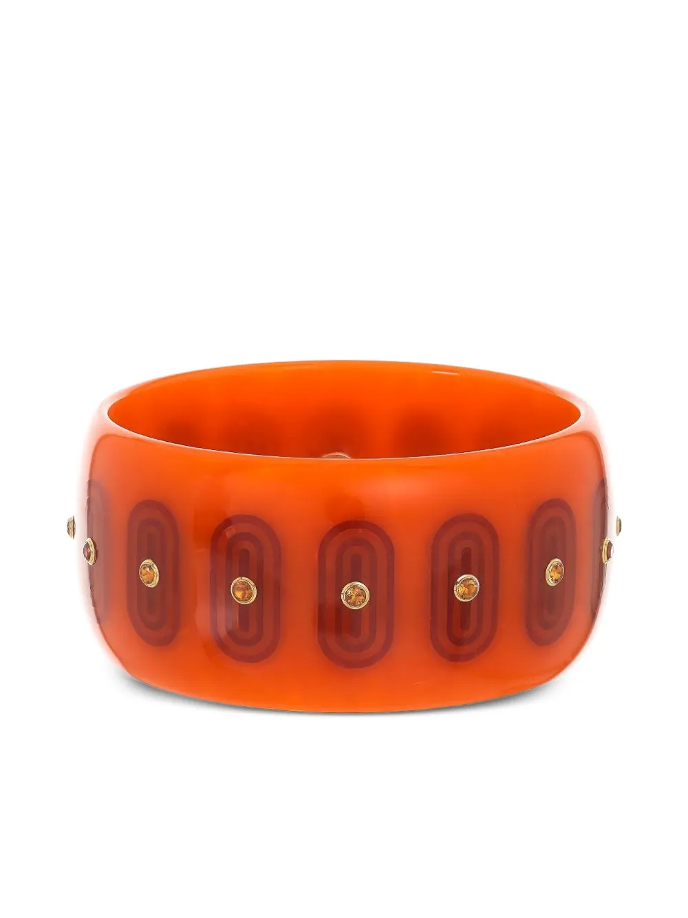 Mark Davis 18k Yellow Gold Citrine Bakelite Bangle In Orange