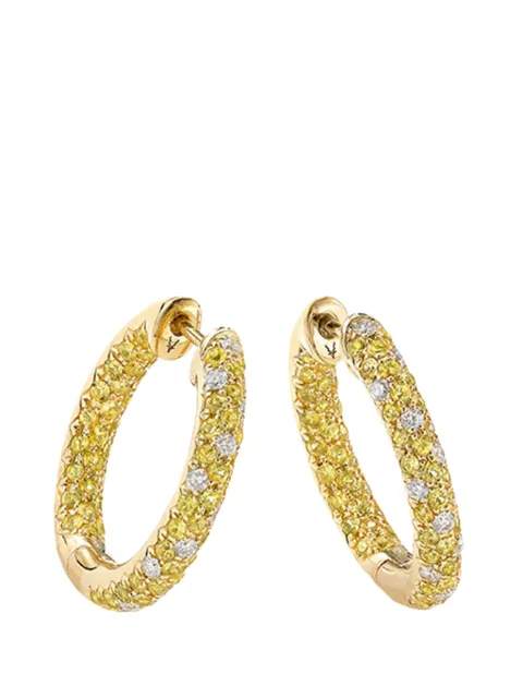 ROBINSON PELHAM 18K yellow gold sapphire diamond hoop earrings