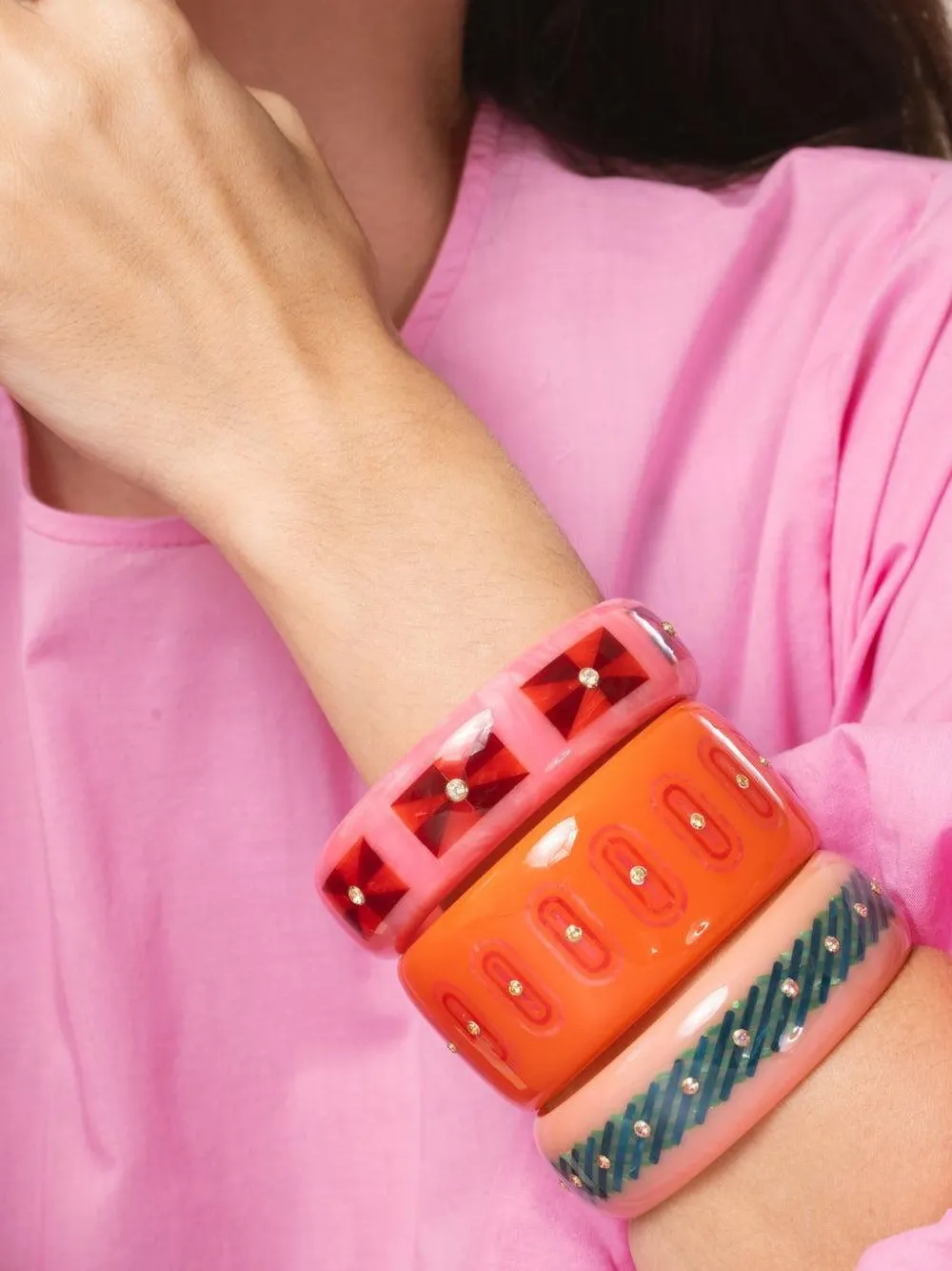 Mark Davis 18k Yellow Gold Bakelite Bracelet In Pink