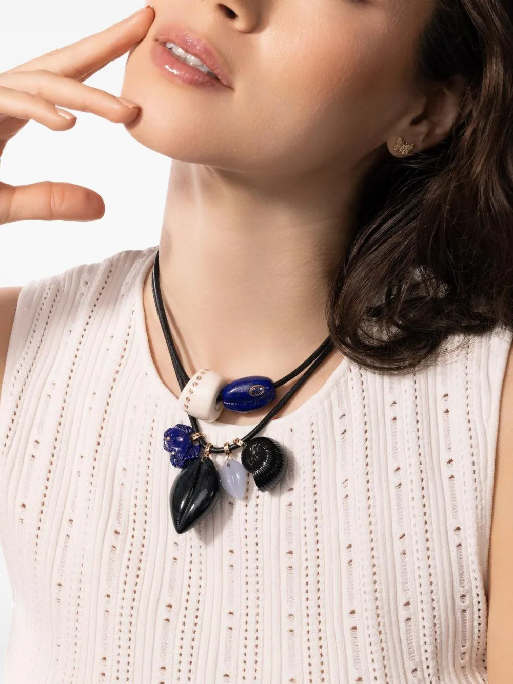 Dezso 18kt Rose Gold Crab Lapis Lazuli Pendant Necklace In Blue
