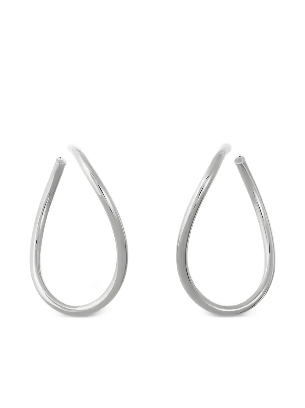 Sidney Garber 18k White Gold Opal Curved Hoop Earrings In Metallic