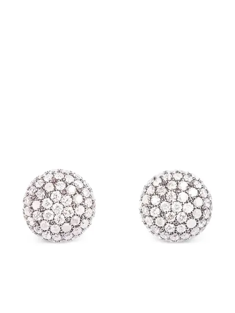 Sidney Garber aretes de botón en oro blanco de 18kt con diamantes en pavé