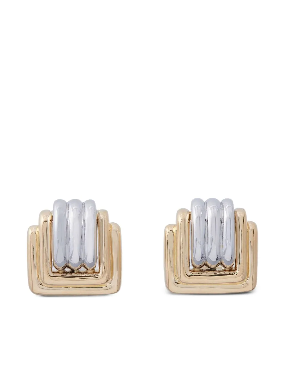 Sidney Garber Eckige 18kt Gelb- und Weißgoldohrringe