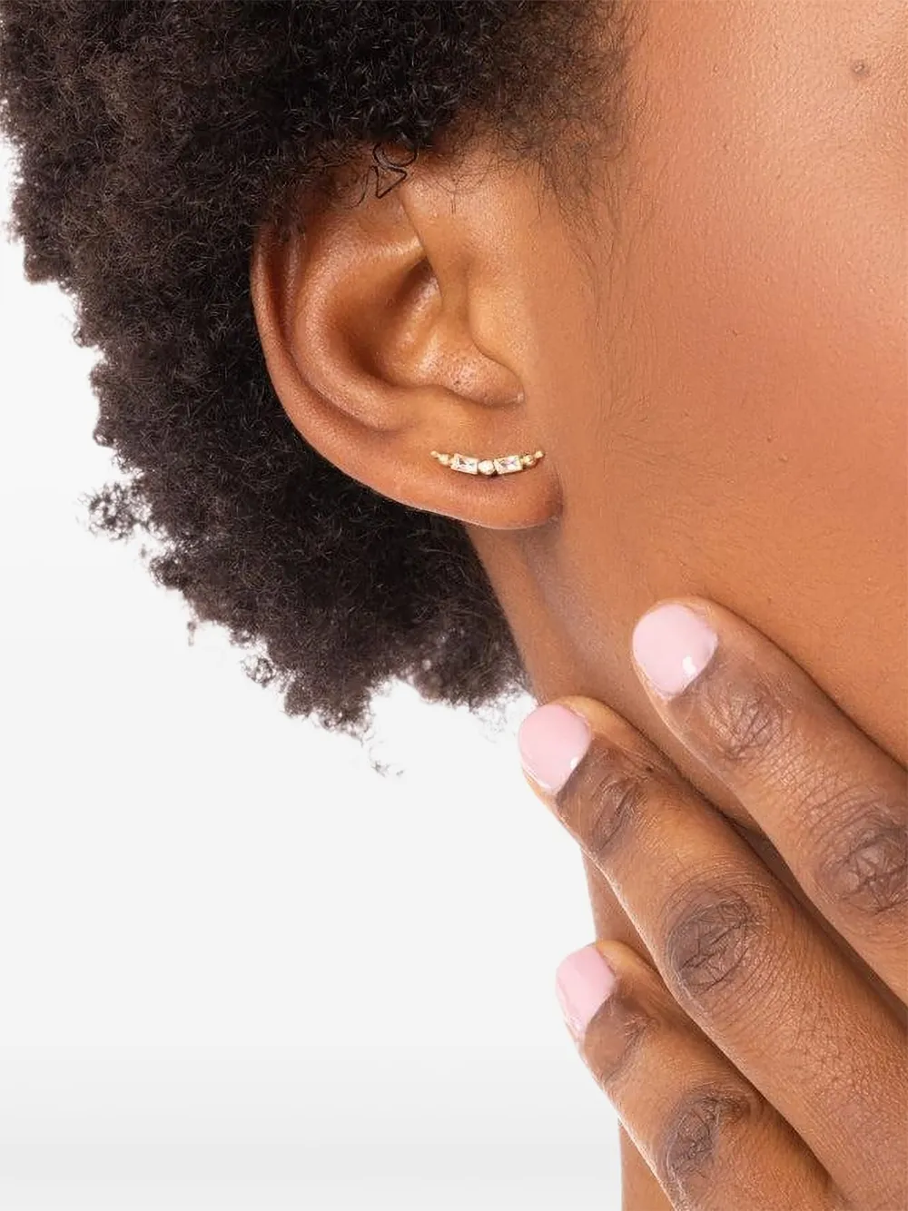 Anzie aretes Deco Crawler en oro amarillo de 14kt con topacio | Joyas de lujo | Image 2