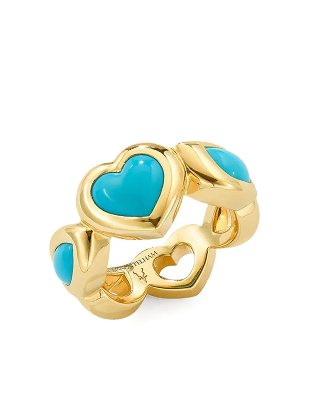 Robinson Pelham 18k Yellow Gold Eye Love U Turquoise Ring In Blue