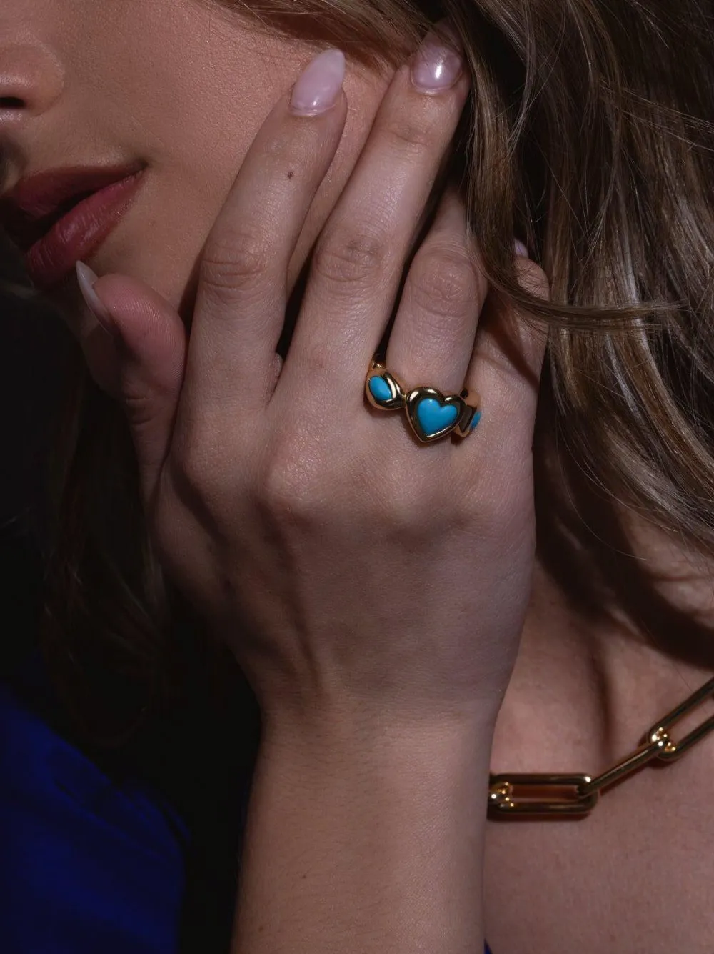Robinson Pelham 18k Yellow Gold Eye Love U Turquoise Ring In Blue