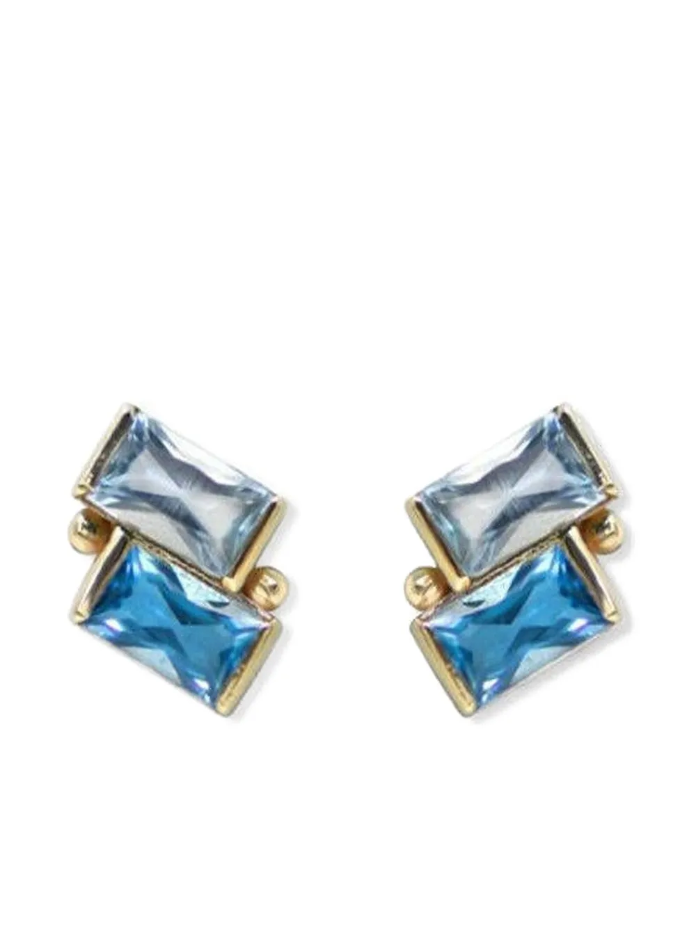 Anzie Orecchini a bottone Swiss Sky Topaz Cléo Deux Carré in oro giallo 14 carati
