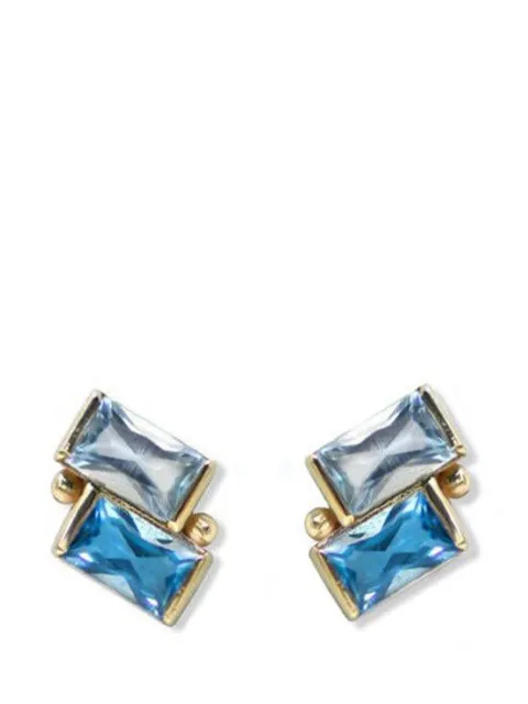 Anzie 14K yellow gold Swiss Sky Topaz Cléo Deux Carré stud earrings