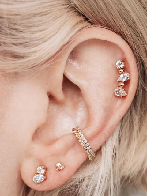 Anzie 14K yellow gold gemstone Crawler earring