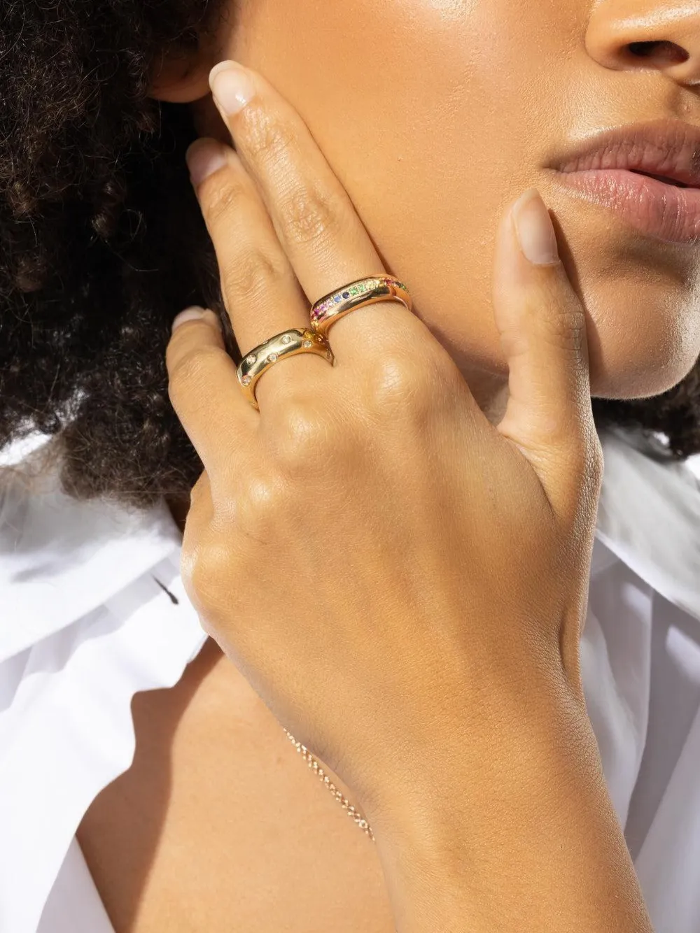 Fullord 18k Rose Gold Ghost Belt Rainbow Sapphire Ring In Gold