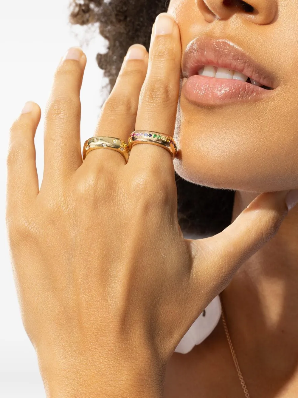 Fullord 18k Rose Gold Ghost Belt Rainbow Sapphire Ring In Gold