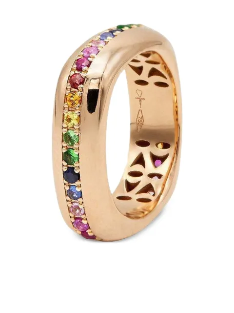 FULLORD anillo Ghost Belt en oro rosa de 18kt con zafiro de colores
