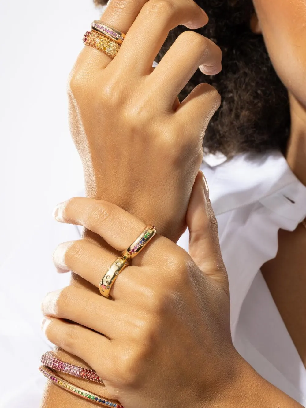 Fullord 18k Rose Gold Ghost Belt Rainbow Sapphire Ring In Gold