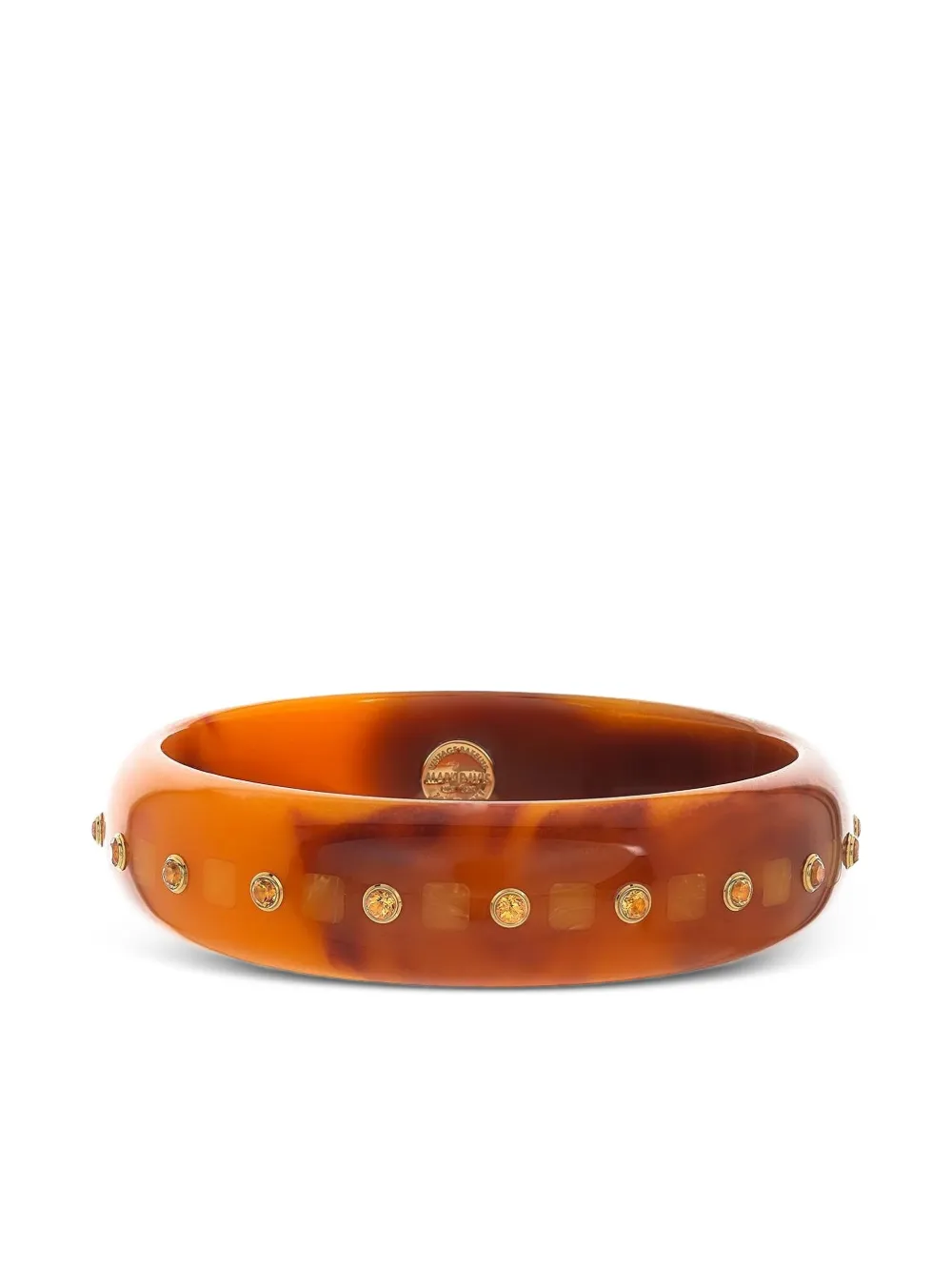 Mark Davis 18k Yellow Gold Citrine Bakelite Bangle Bracelet In Brown
