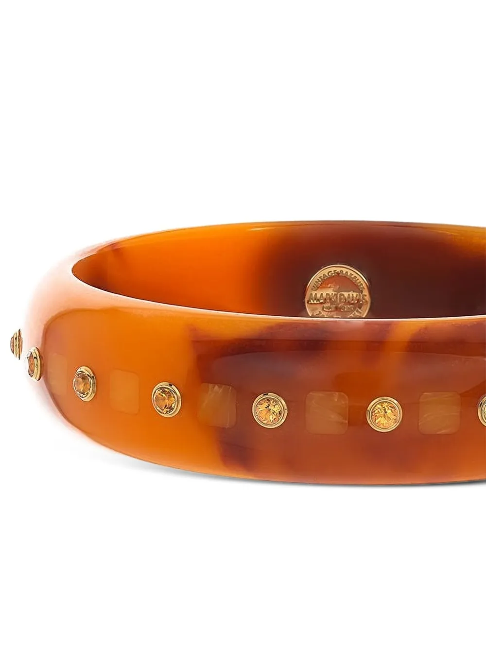 Mark Davis 18k Yellow Gold Citrine Bakelite Bangle Bracelet In Brown