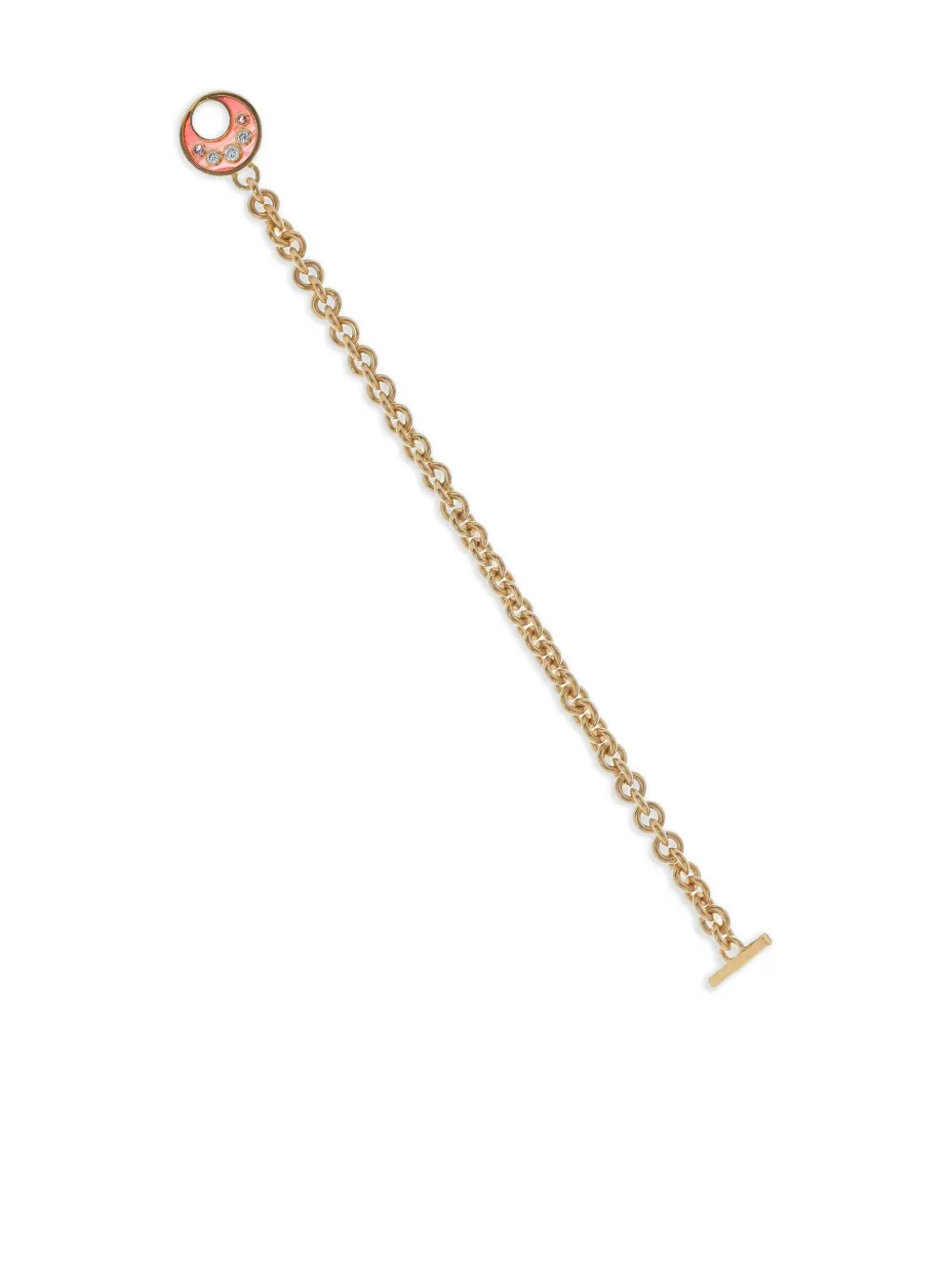 Mark Davis 18k Yellow Gold Diamond And Pink Sapphire Toggle Bracelet In Gold