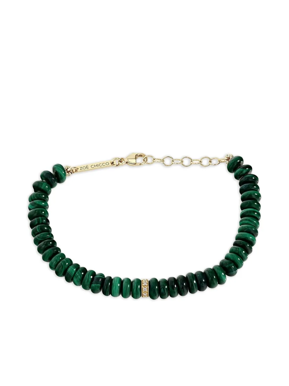 Zoë Chicco 14kt Gelbgoldarmband mit Malachit und Diamant