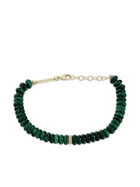 Zoë Chicco 14 yellow gold diamond and malachite bracelet