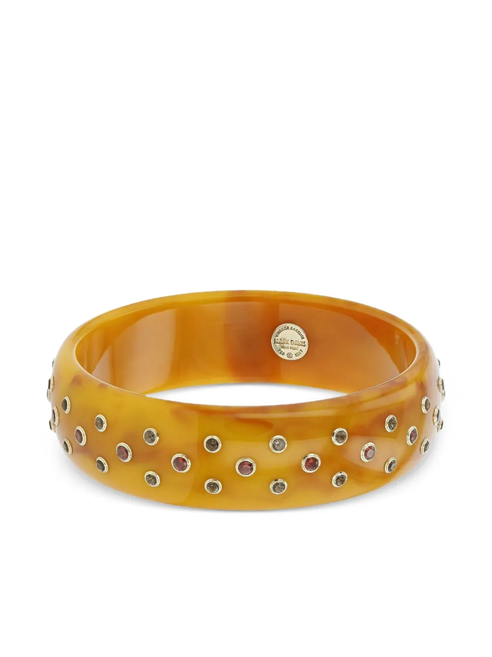 Mark Davis 18k Yellow Gold Quartz And Garnet Bangle In Orange