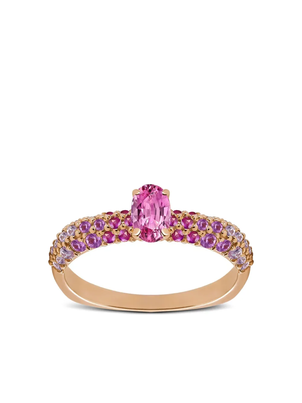 FULLORD Anello Eternity Solitaire in oro rosa 18 carati con zaffiri