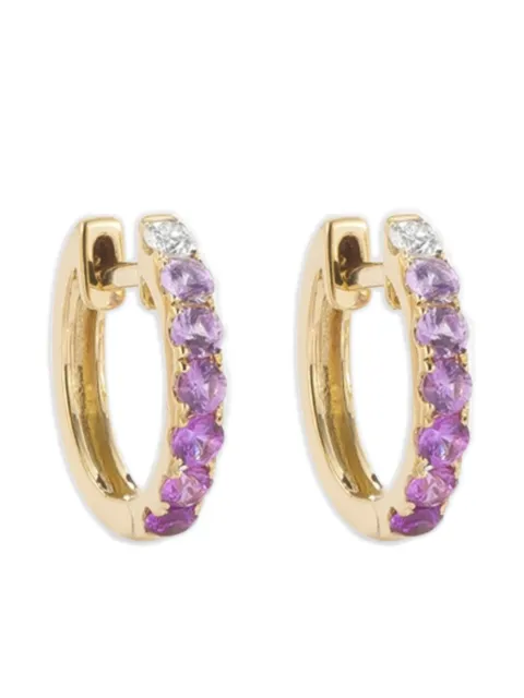 ROBINSON PELHAM 14K yellow gold pink sapphire and diamond hoop earrings