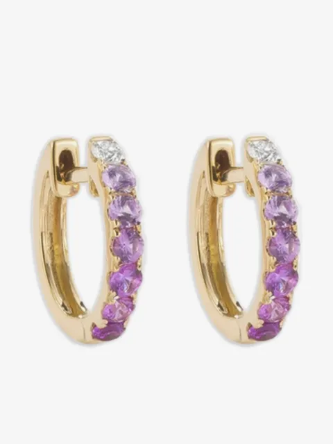 ROBINSON PELHAM arracadas en oro de 14kt con diamante y zafiros rosa